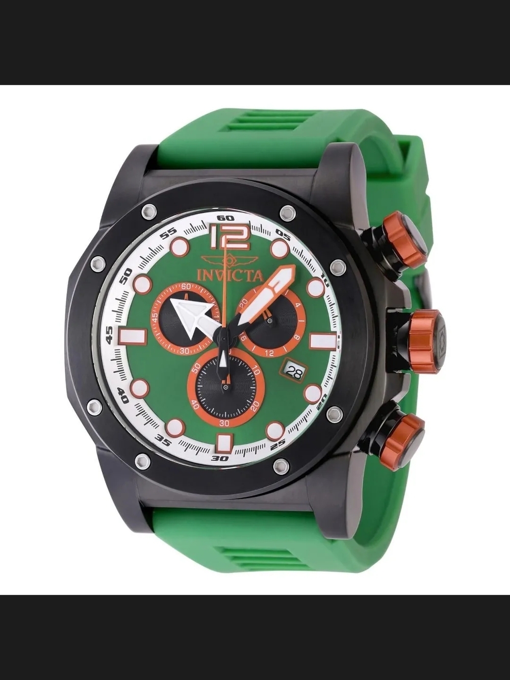 Invicta Green Dial with Orange Accents Chronograph Watch